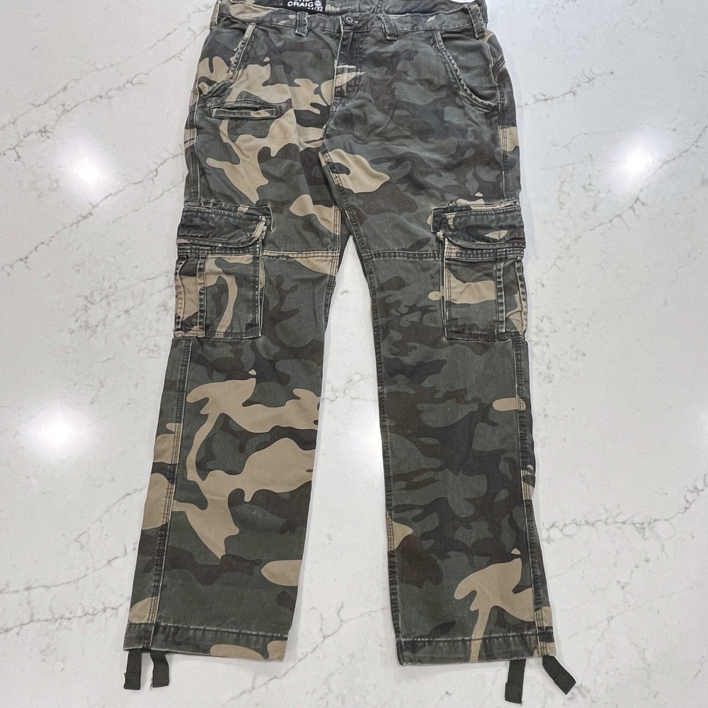 Jordan Craig Camo Cargo Pants Mens 34 Green Brown Streetwear Utility Skater Y2K